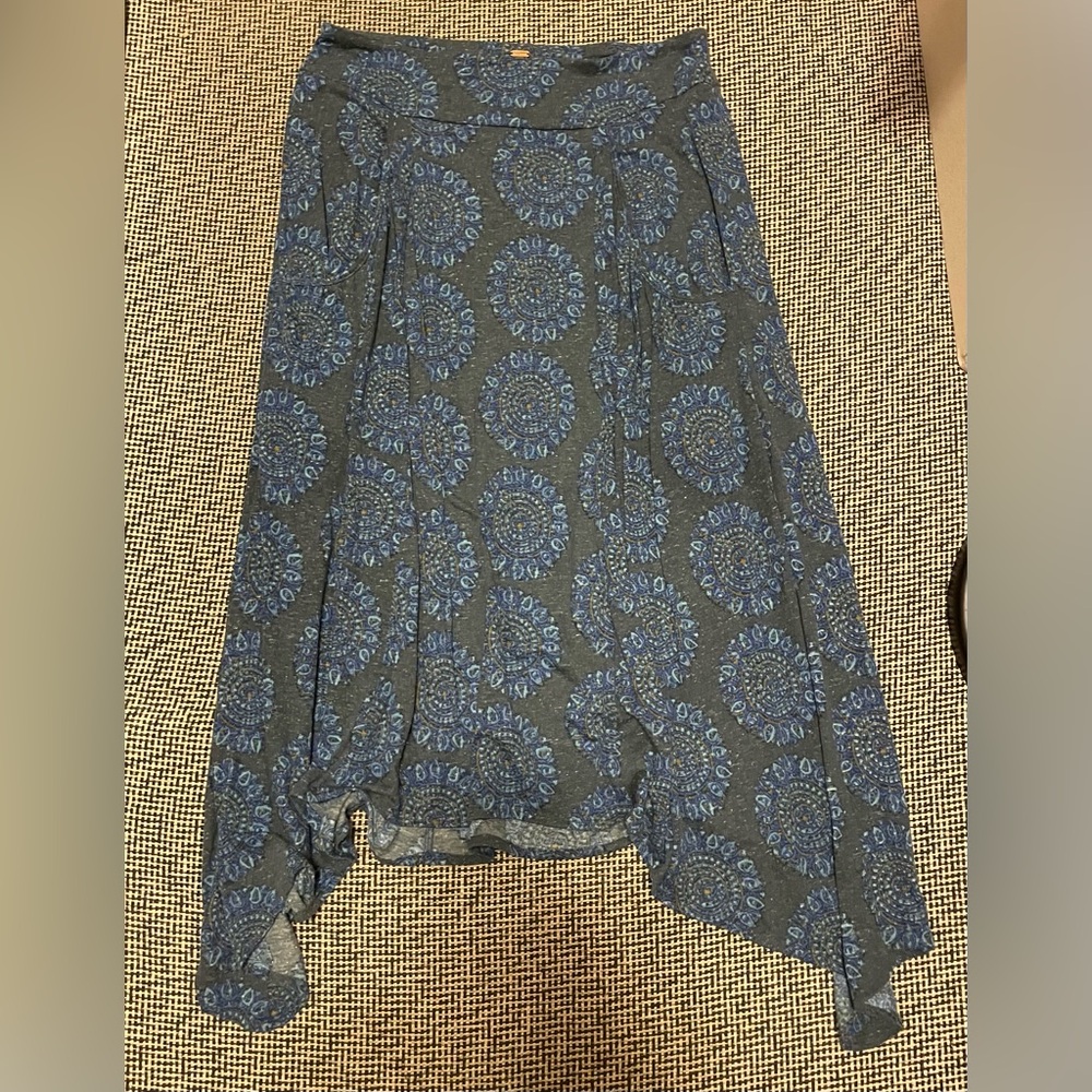 Free People Blue and Navy A-Line Skirt